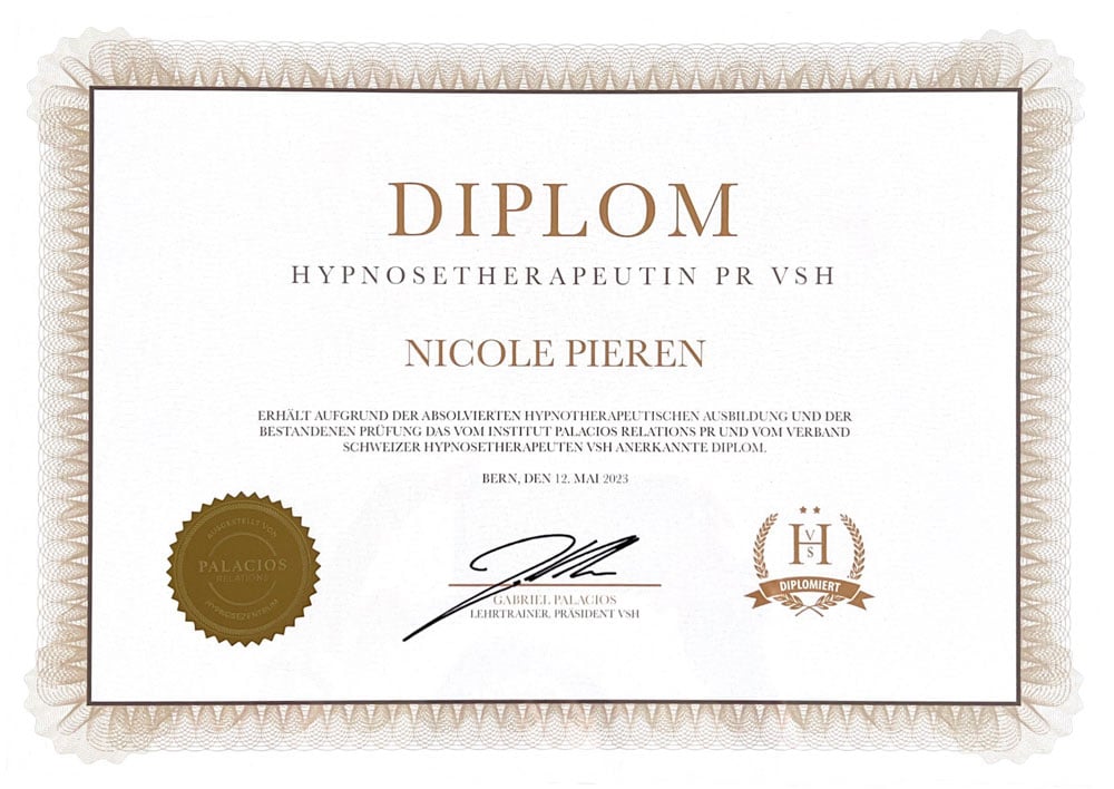 Zertifikat Hypnosetherapeutin PR VSH